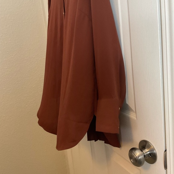 Chico's women's long-sleeved brown blouse size 1 - Picture 3 of 10